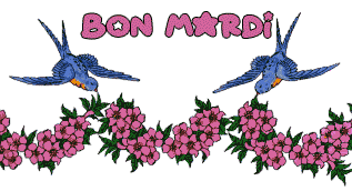 Gif animé Bon mardi fleurs oiseaux